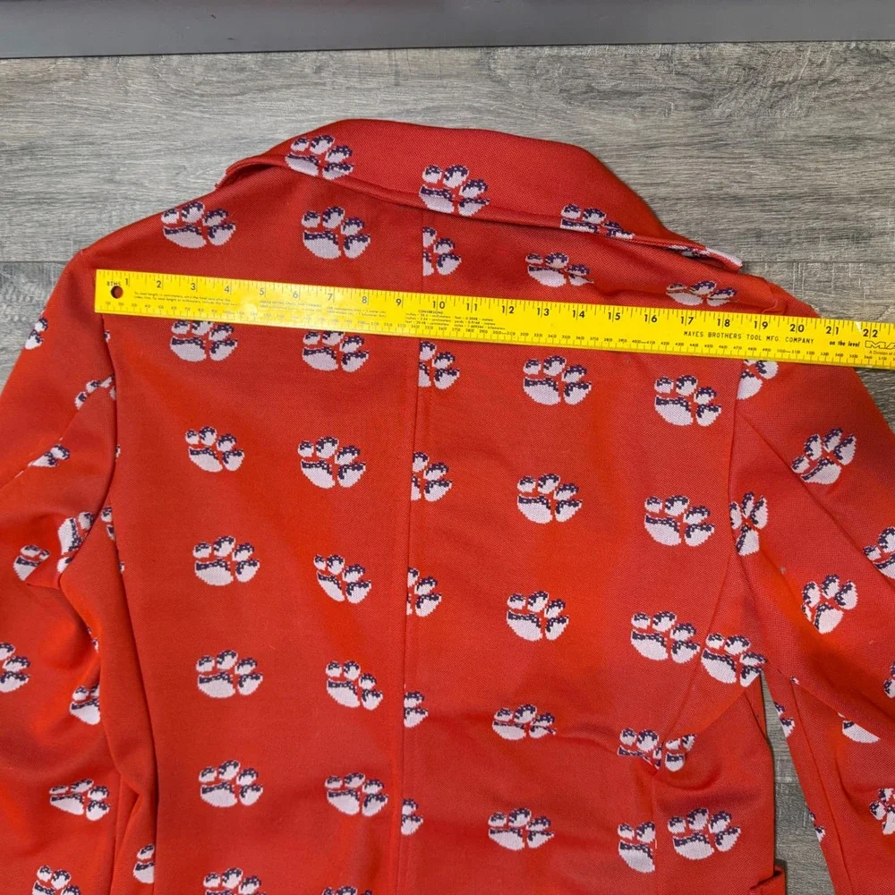 Vintage 70s Mens Clemson Tigers‎ AOP Blazer Jacket Groovy Medium/Large